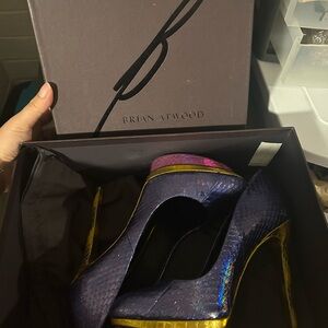 Brian Atwood Purple and Gold Heels